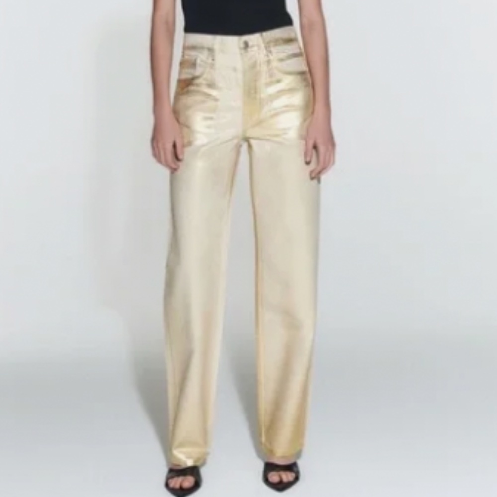 gold foil jeans